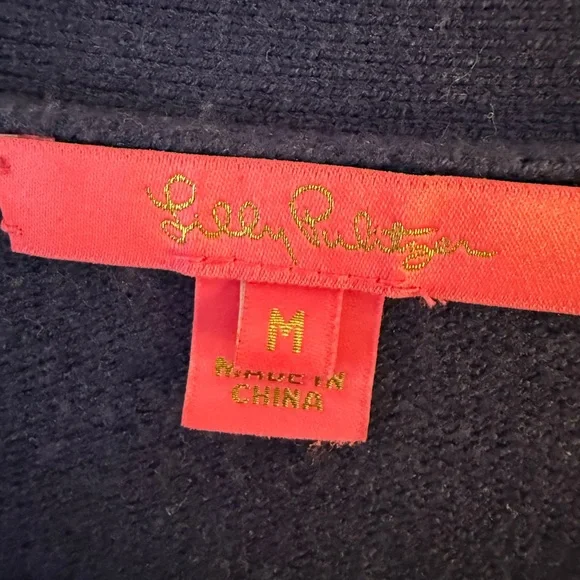 Lilly Pulitzer Blue and Pink Cardigan Sweater with Bow Details - Picture 5 of 5